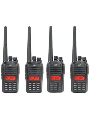 Zestaw 4 przenośnych stacji radiowych PNI PMR R18, 446 MHz, 0,5 W, 128 kanałów, 16 PMR i 50 tonów CTCSS i 104 DCS, radio FM, prog